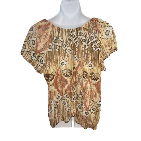 Vintage Studio 1940 Women's Top Size 18/20 Boho Abstract Short Sleeve Blouse - Picture 3 of 6